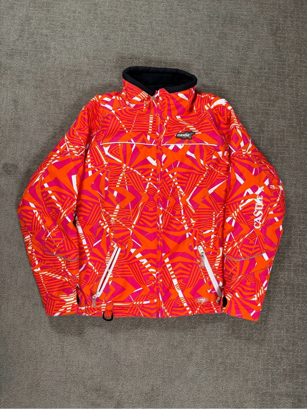 Castle X Racing Twist Pink and Orange Snowmobile Jacket Lined Womens Medium